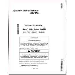 XUV550 Gator Utility Vehicles (SN: 030001 - 040001) (Export Edition) Operators Manual (OMM171249)