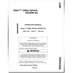 XUV550 S4 Gator Utility Vehicles (SN: 030001 - 040000) (Export Edition) Operators Manual (OMM171294)