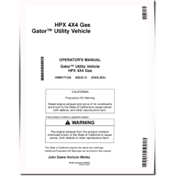 HPX 4x4 Gas Gator Utility Vehicles (SN: 120001 - 130000) (North America) Operators Manual (OMM171335)