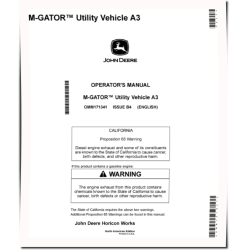 M-Gator A3 Utility Vehicles (SN: 080001 - 110000) (North America) Operators Manual (OMM171341)