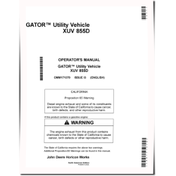 XUV855D Gator Utility Vehicles (SN: 080001 - 100000) (North America) Operators Manual (OMM171370)