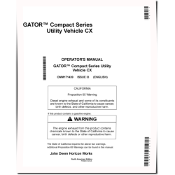 CX Gator Utility Vehicles (SN: from 100001) (North America) Operators Manual (OMM171439)