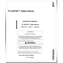 TX Gator Utility Vehicles (SN: 070001 - 100000) (North America) Operators Manual (OMM171484)