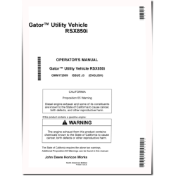 RSX850i Gator Utility Vehicles (SN: 010001 - 030000) (North America) Operators Manual (OMM172509)