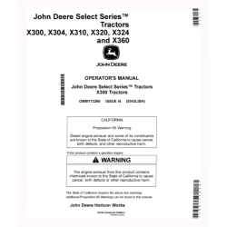 Select Series X300, X304, X310, X320, X324, X360 (SN: 280001-) Lawn Tractors (North America) Operators Manual (OMM173266)
