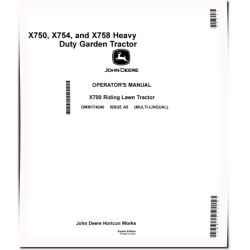 X750, X754 and X758 (SN: 030001-040000) Lawn Tractors (Export Edition) Operators Manual (OMM174240)