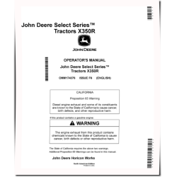 Select Series X350R (SN: 010001-020000) Lawn Tractors (North America) Operators Manual (OMM174376)