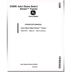 Select Series X350R (SN: 010001-020000) Lawn Tractors (Export Edition) Operators Manual (OMM174379)