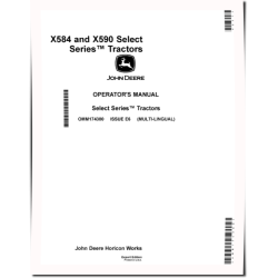 Select Series X584 and X590 (SN: 110001-120000) Lawn Tractors (Export Edition) Operators Manual (OMM174380)