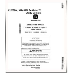 XUV590i and XUV590i S4 Gator Utility Vehicles (SN: 010001 - 020000) (North America) Operators Manual (OMM175791)