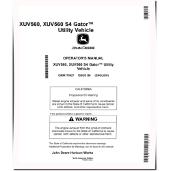 XUV560 and XUV560 S4 Gator Utility Vehicles (SN: 010001 - 020000) (North America) Operators Manual (OMM175927)