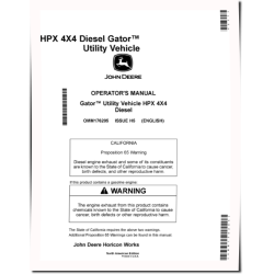 HPX 4x4 Diesel Gator Utility Vehicles (SN: 140001 - 150000) (North America) Operators Manual (OMM176205)