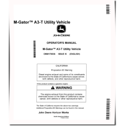 M-Gator A3-T Utility Vehicles (SN: 020001 - 030000) (North America) Operators Manual (OMM176536)
