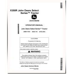 Select Series X350R (SN: 020001-050000) Lawn Tractors (North America) Operators Manual (OMM177851)
