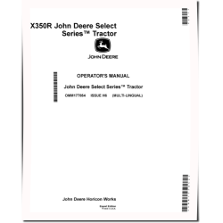 Select Series X350R (SN: 020001-050000) Lawn Tractors (Export Edition) Operators Manual (OMM177854)