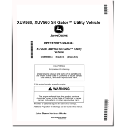 XUV560 and XUV560 S4 Gator Utility Vehicles (SN: from 020001) (North America) Operators Manual (OMM178604)