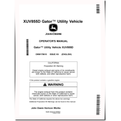XUV855D Gator Utility Vehicles (SN: from 120001) (North America) Operators Manual (OMM178610)