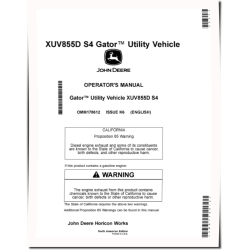 XUV855D S4 Gator Utility Vehicles (SN: from 120001) (North America) Operators Manual (OMM178612)
