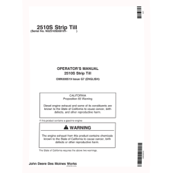 2510S Strip Till Nutrient Applicators (SN: 000101 - 004000) (North America) Operators Manual (OMN300519)