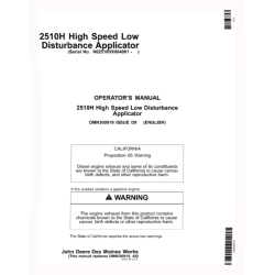 2510H High Speed Nutrient Applicators (SN: 004001 - 740100) (North America) Operators Manual (OMN300919)