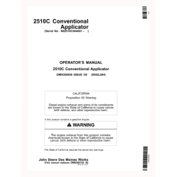 2510C Nutrient Applicators (SN: 004001 - 740100) (North America) Operators Manual (OMN300939)