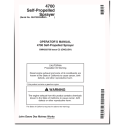 4700 Self-Propelled Sprayers (PIN: from N04700X 006001) (North America) Operators Manual (OMN303758)