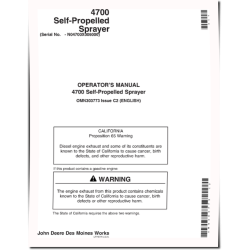 4700 Self-Propelled Sprayers (PIN: up to N04700X 006000) (North America) Operators Manual (OMN303773)