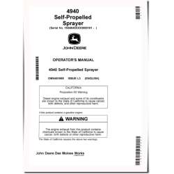 4940 Self-Propelled Sprayer/Spreaders (SN: 000101 - 023000) (Export Edition) Operators Manual (OMN401865)