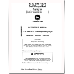 4730 and 4830 Self-Propelled Sprayers (SN: 013001 - 018000) (North America) Operators Manual (OMN401928)