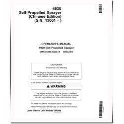 4930 Self-Propelled Sprayers (SN: from 013001) (China) Operators Manual (OMN402488)