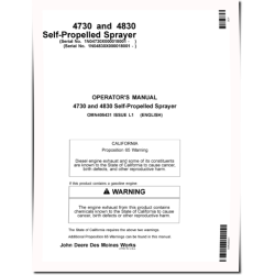 4730 and 4830 Self-Propelled Sprayers, SN: 018001-023000, Export Edition, Operators Manual (OMN405431)