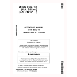 2510S Strip Till Nutrient Applicators (SN: from 740101) (North America) Operators Manual (OMN405513)