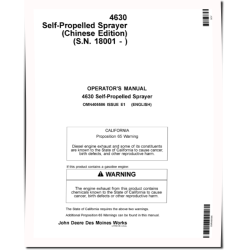 4630 Self-Propelled Sprayers (SN: 018001 - 023000) (China) Operators Manual (OMN405586)