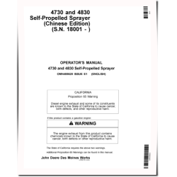 4730 and 4830 Self-Propelled Sprayers (SN: 018001 - 023000) (China) Operators Manual (OMN405620)
