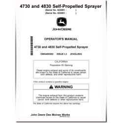 4730 and 4830 Self-Propelled Sprayers (SN: from 023001) (Export Edition) Operators Manual (OMN409362)