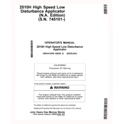 2510H High Speed Nutrient Applicators (SN: 745101 - 760100) (North America) Operators Manual (OMN410369)