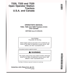 7220, 7320 and 7520 Tractors (North America) Operators Manual (OMP70963)