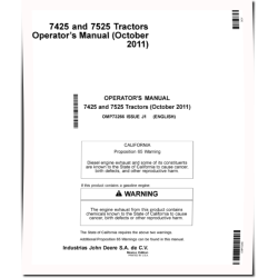 7425 and 7525 Tractors (MY2009 - 2011) (Mexico) Operators Manual (OMP73266)