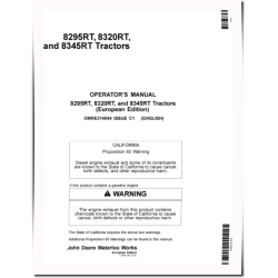 8295RT, 8320RT and 8345RT Tracked Tractors (SN: 902501-912000, Europe) Operators Manual (OMRE314044)