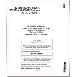 8245R, 8270R, 8295R, 8320R and 8345R Tractors (SN: 016001-090000, Europe) Operators Manual (OMRE314063)