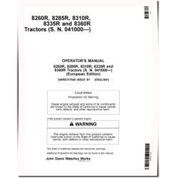 8260R, 8285R, 8310R, 8335R and 8360R Tractors (SN: 041000-053100, Europe) Operators Manual (OMRE317040)