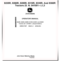 8235R, 8260R, 8285R, 8310R, 8335R, 8360R Tractors (SN: 041001-053100, Export Edition) Operators Manual (OMRE317087)