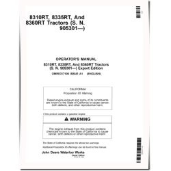 8310RT, 8335RT and 8360RT Tracked Tractors (SN: 905301-907100, Export Edition) Operators Manual (OMRE317105)