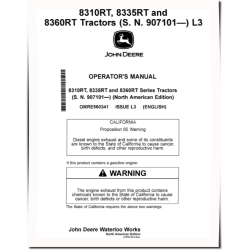 8310RT, 8335RT and 8360RT Tracked Tractors (SN: from 907101, North America) Operators Manual (OMRE560341)