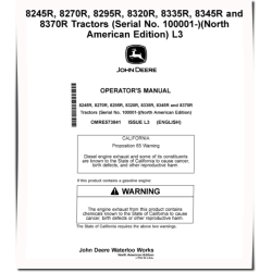 8245R, 8270R, 8295R, 8320R, 8335R, 8345R, 8370R Tractors (SN:100001-108000, N.America) Operators Manual (OMRE573841)