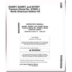 8320RT, 8345RT and 8370RT Tracked Tractors (SN: 915001-917000, North America) Operators Manual (OMRE578612)