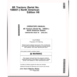 8245R, 8270R, 8295R, 8320R, 8335R, 8345R, 8370R, 8400R Tractors (SN:108001-120000, N.America) Operators Manual (OMRE581969)