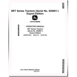 8320RT, 8345RT and 8370RT Tracked Tractors (SN: from 920001, Export Edition) Operators Manual (OMRE591964)