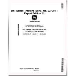 8RT 310, 8RT 340, 8RT 370 and 8RT 410 Tracked Tractors (SN: 927001 - 929000, Export) Operators Manual (OMRE593047)