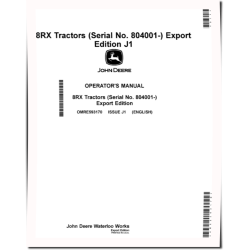 8RX 310, 8RX 340, 8RX 370 and 8RX 410 Tracked Tractors (SN: 804001 - 806000, Export) Operators Manual (OMRE593170)